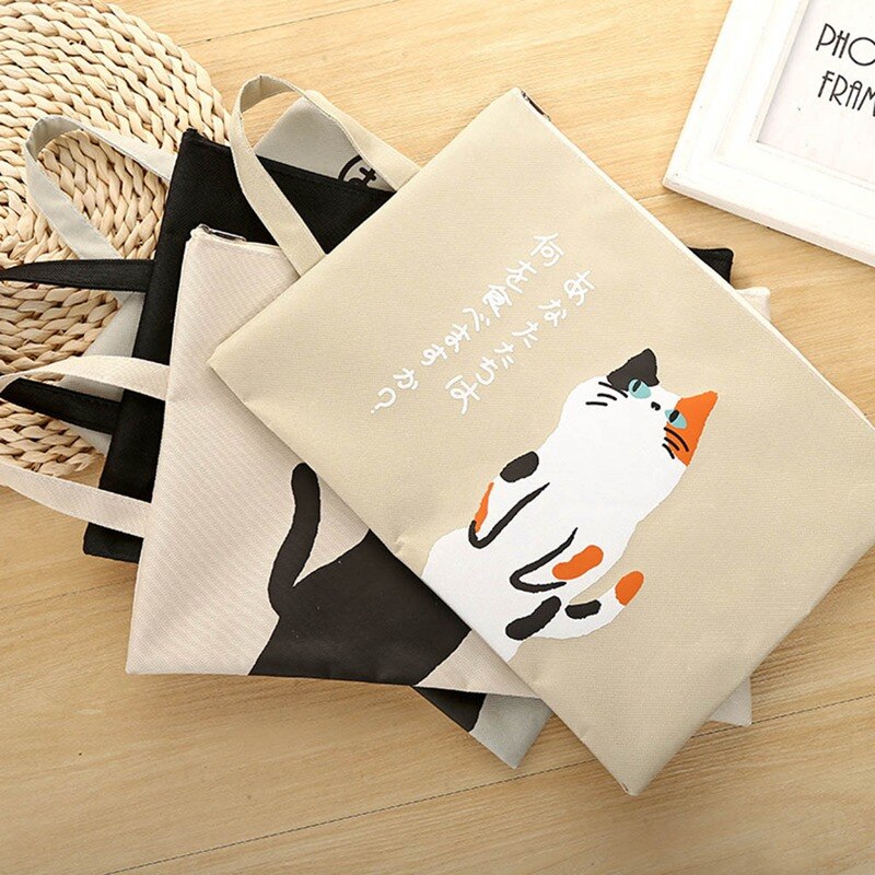 Cute A4 Document Bag Cat Folder Bag Cute Kawaii Large Capacity Oxford Cloth Documents Folder For Students