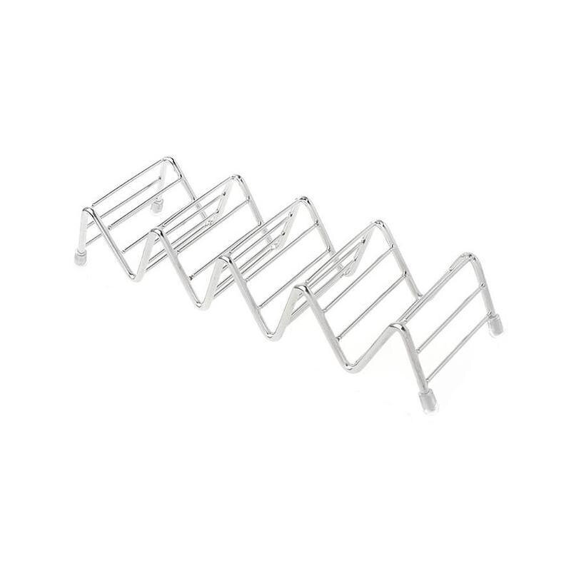 Soportes para tacos de acero inoxidable con forma de onda, soportes para comida mexicana para perros, soporte para perchero, estante de exhibición duro 1-4, Taco I5A0: 4 Grids