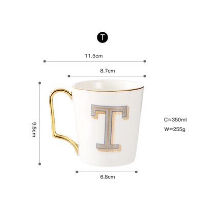EWAYS – tasse à café en porcelaine avec poignée dorée, pour Couple, avec lettres créatives, d'anniversaire et de mariage: 17
