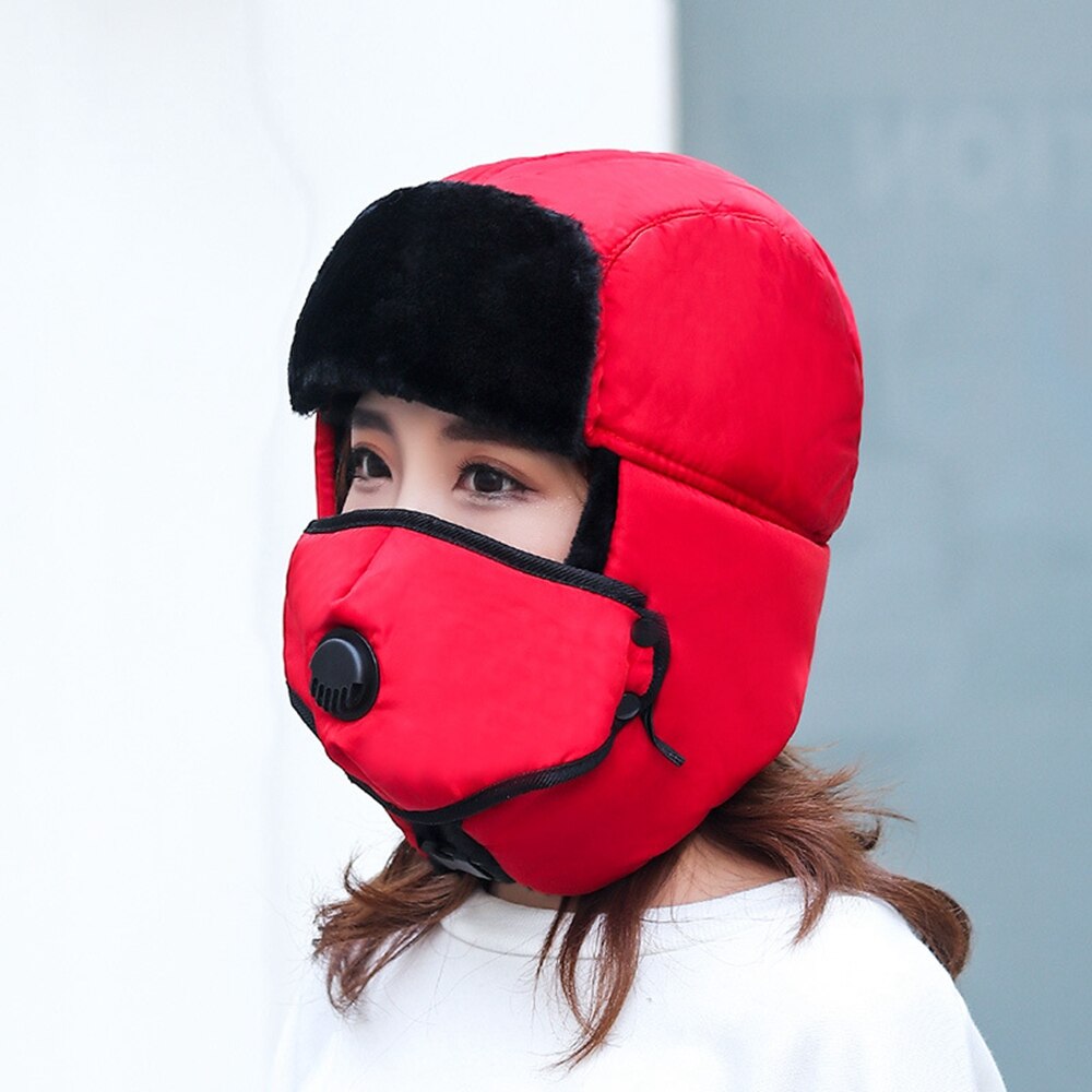HanXi gorro ruso grueso de invierno para hombres y mujeres, gorro Balaclava con orejeras, gorro de esquí para la nieve, gorro de aviador de piel ruso a prueba de viento Ushanka: red