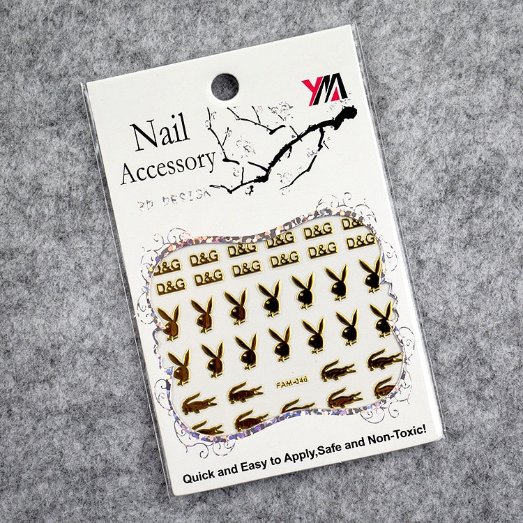 30pcs metal brand nail stickers