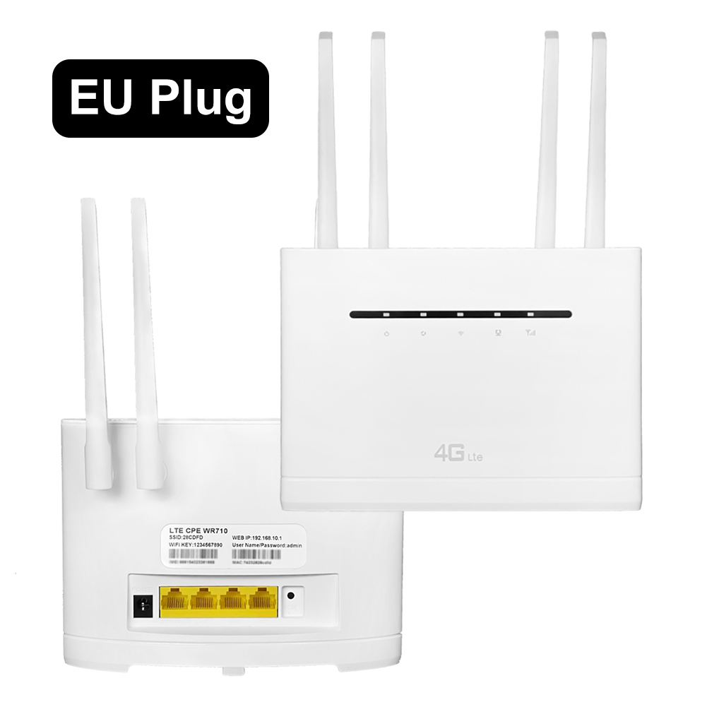 Router bezprzewodowy 4G CPE 300Mbps 4G LTE WIFI Router Modem 4 Antena zewnętrzna RJ45 WAN LAN z gniazdem na kartę SIM do domowego biura: FIOLETOWY