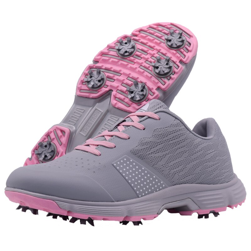 Women Golf Shoes Waterproof Comfortable Golf Training Sneakers for Ladies Brand Outdoor Golf Sport Shoes: Mesh-Pink / 7.5