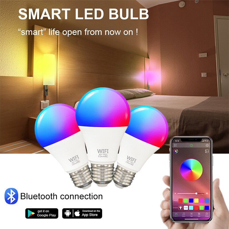 AUBESS – ampoule connectée Tuya, lampe LED RGB E27, 15W, wi-fi, variable, pour maison connectée, application Smart Life, commande vocale, Alexa, Google Home