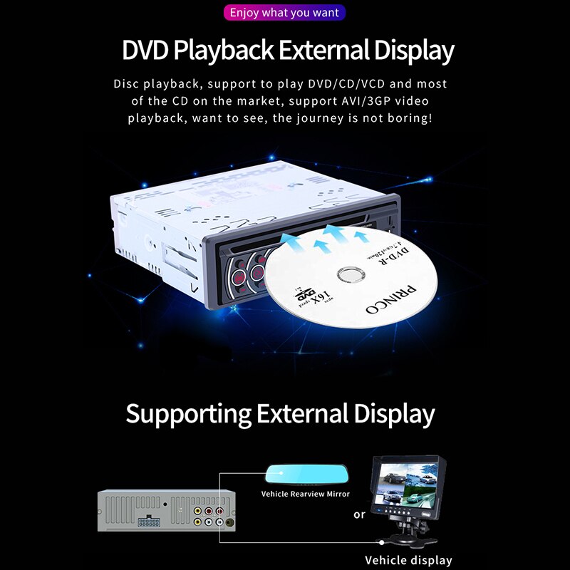 Car Stereo CD Player Single Din Bluetooth o and Hands Free Calling MP3 Player CD/DVD/VCD USB