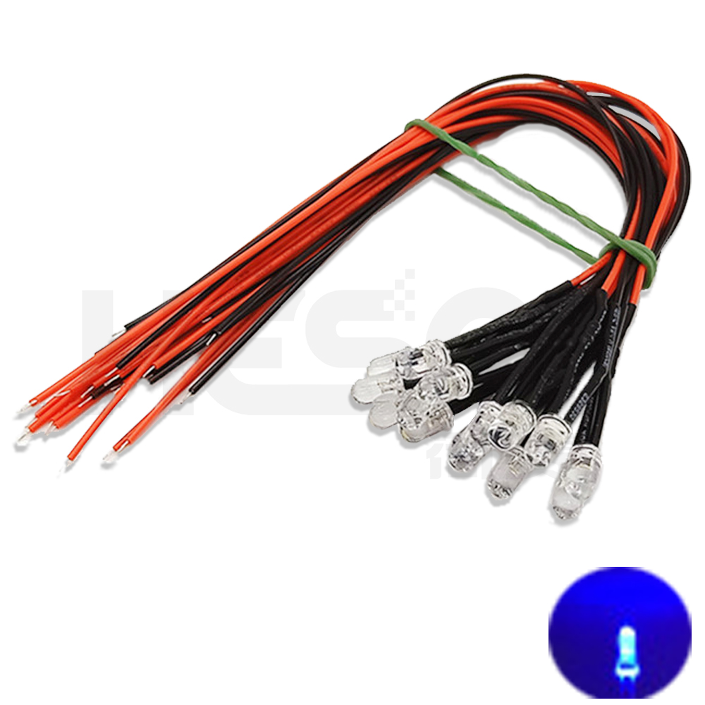 10 Uds 5mm LED 5-12V 20cm precableado blanco rojo verde azul amarillo UV RGB lámpara de diodo decoración diodos emisores de luz presoldados