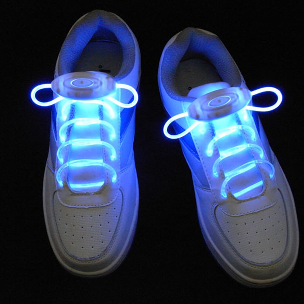 Tira de zapatos con luces LED para decoración de discoteca, tira luminosa con Flash redondo de colores, sin cordones, para perezosos: Blue Green