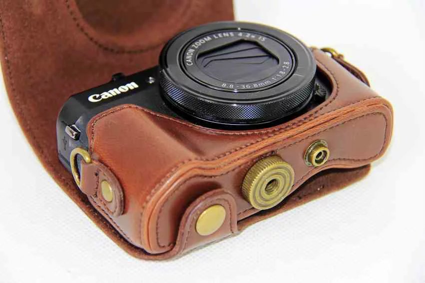 Pu Leather Camera Case For Canon Powershot G7X Mark 2 G7X II G7X III G7X3 G7X2 G7XII Digital Camera Bag Cover + strap