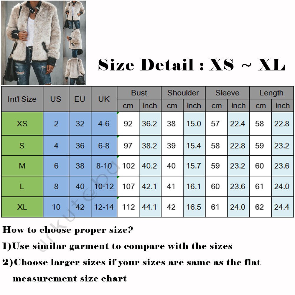 Women Warm Teddy Bear Fleece Leather Patchwork Pocket Long Sleeve Slim Jacket Zip Up Oversize Outwear Coats