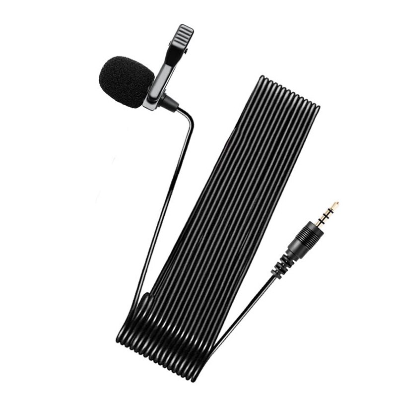 Lavalier Microphone Smart Clip-On Omnidirectional Condenser Lapel Mic Handsfree with 2M Cable for Interview Vocal Video