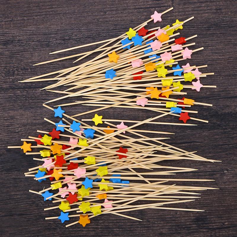 100Pcs 12Cm Cocktail Picks Creatieve Handgemaakte Pentagram Vorm Voorgerecht Picks Fruit Picks Feestartikelen (Gemengde)