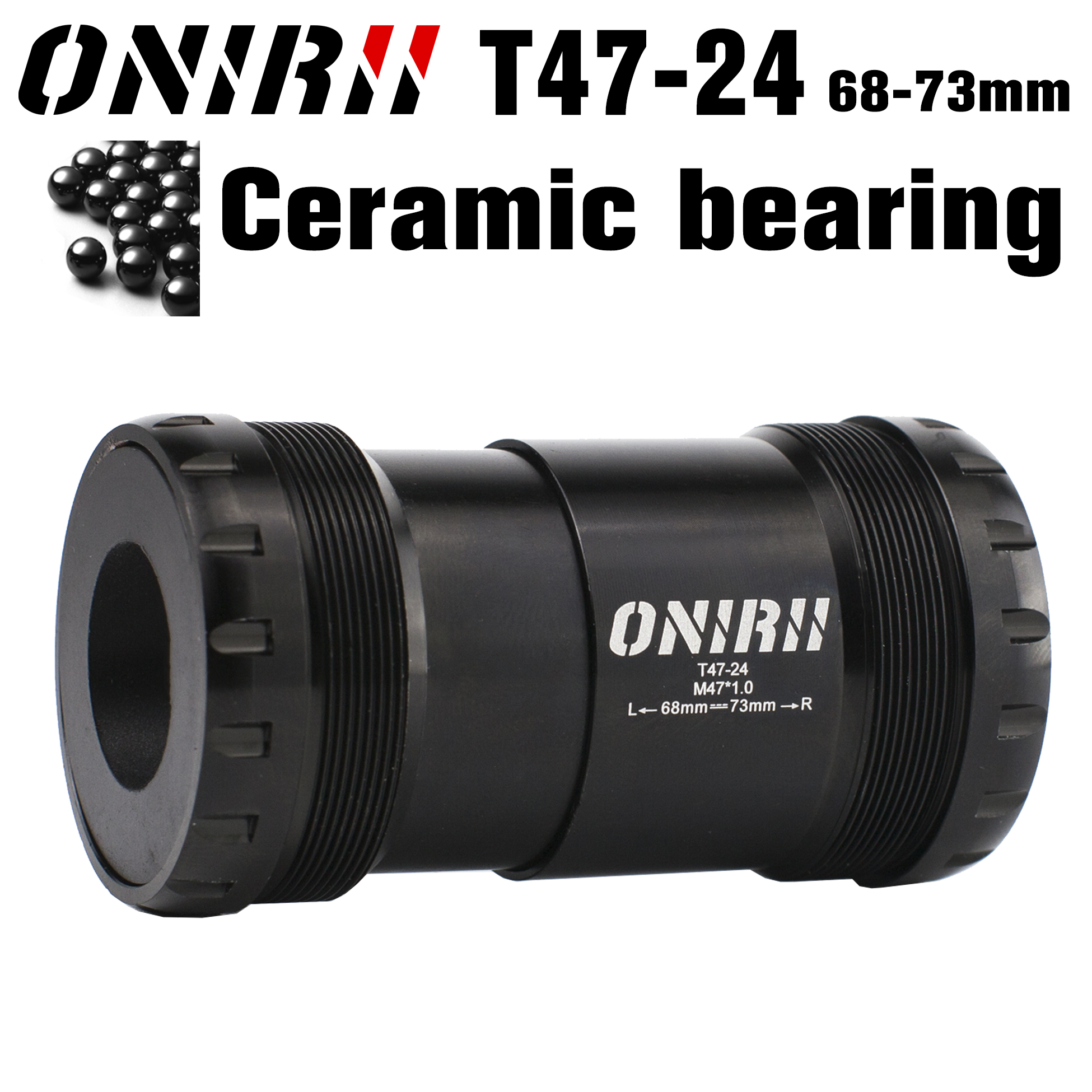 ONIRII T47 Bicycles Ceramic Bearing Bottom bracket Thread, T47-30 68mm 86.5mm for 24 DUB 30 BB Road MTB Bike SRAM Crank Part: T47-24 68mm