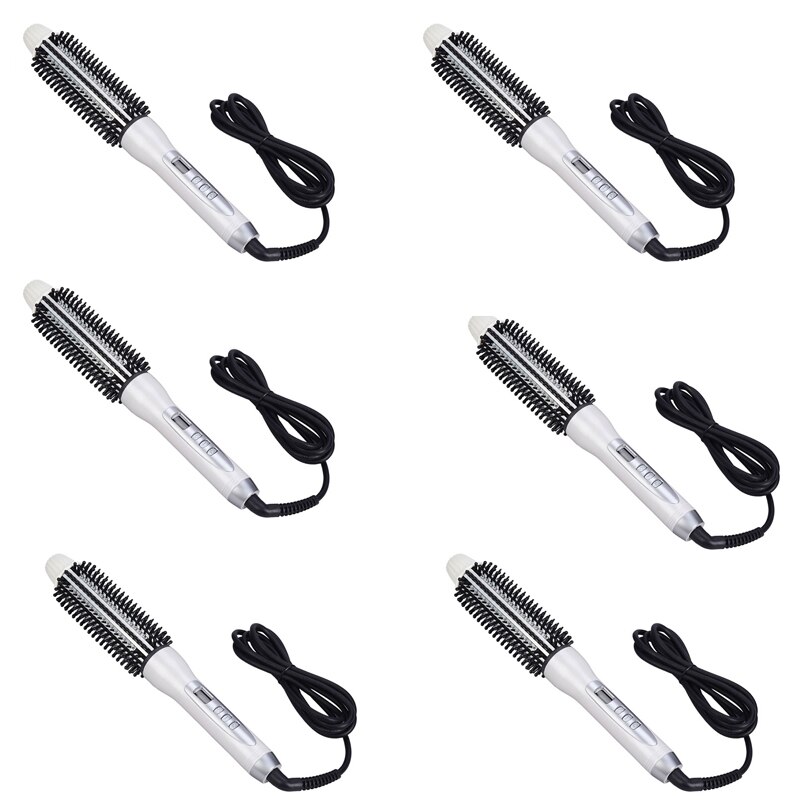 Professionelle Keramik Lockenwickler-strecker Heißer Wärme Kamm Elektrische Lcd Haar Pinsel Curling Kamm Runde Große Rolle Waver