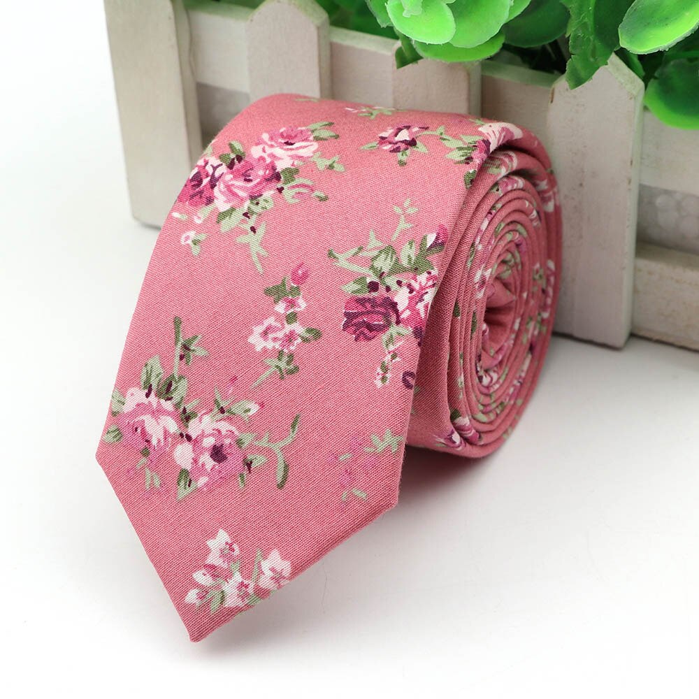 Bomull rose herre fargerike slips slips slips smal krysantemum slim mager cravate smale tykke slips 6cm: 20