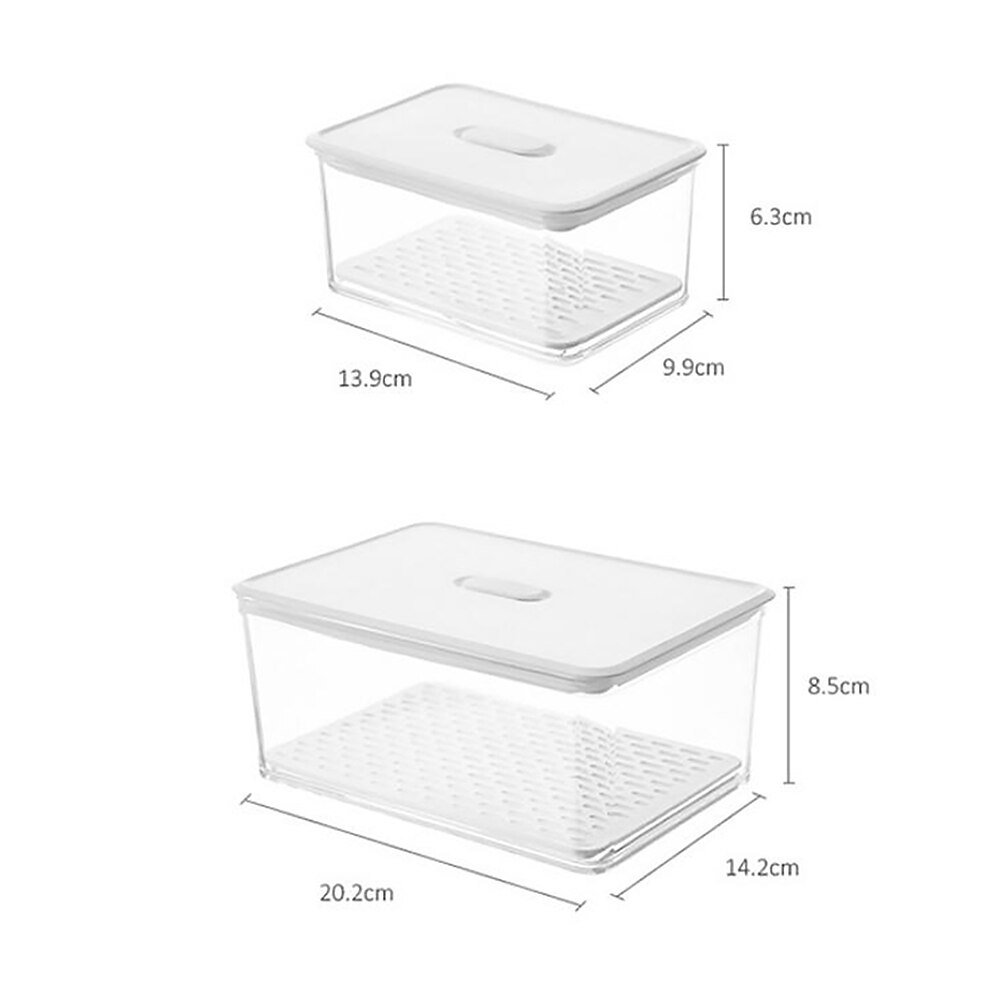 Plastic Refrigerator Food Preservation Storage Drain Box Container with Lid Food Storage Rack Preservation Box