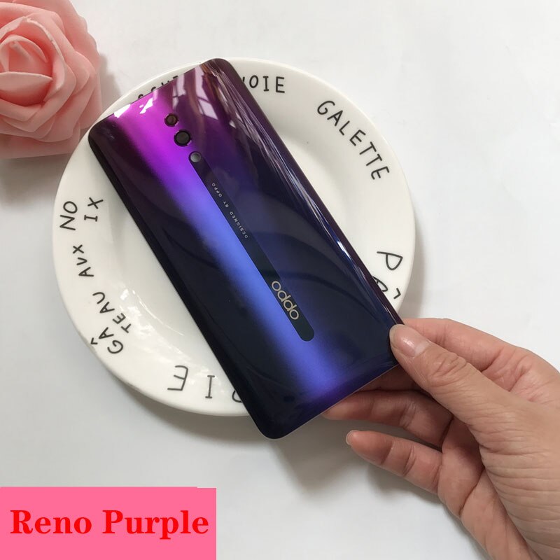 100%  originalt glas batteridæksel til oppo reno / reno 10x zoom / reno z baghus bagcover glas batteri dør sag: Reno lilla
