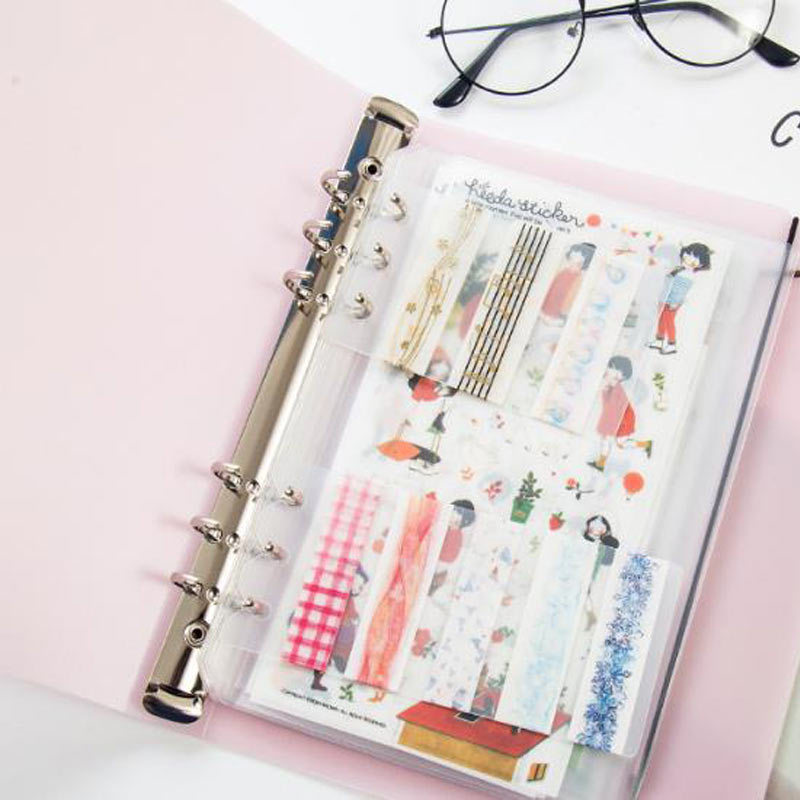 Yiwi A5 Roze Blauw PVC Notebook Accessoire Vel Shell Kantoor School Briefpapier Transparante Beknopte 6 Gaten Bindmiddel Planner Cover