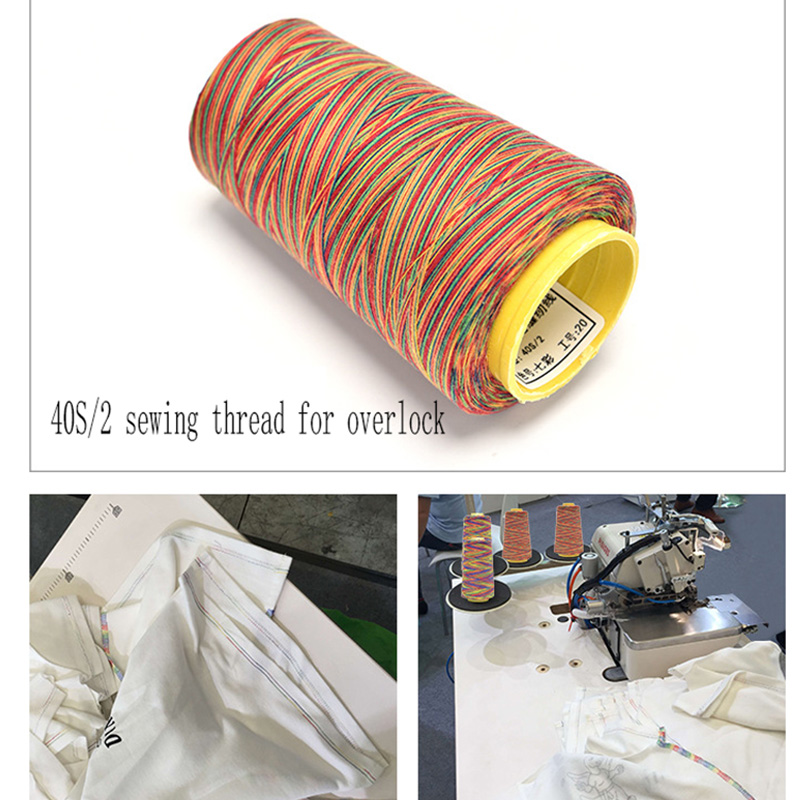 Regenbogen-Nähgarn, 1500 Jahre, buntes Polyester-Nähgarn, Overlocking-Garn