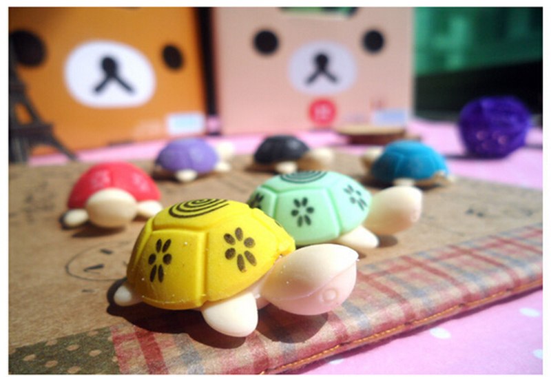 2 szt. 1 para śliczny żółw ołówek z gumką zestaw gumek robić ścierania różne kolory papiernicze nagrody studenckie