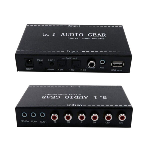 Decodificador de sonido envolvente Digital, 5,1 o, AC3/DTS, 3,5mm o, reproductor HD, enchufe europeo