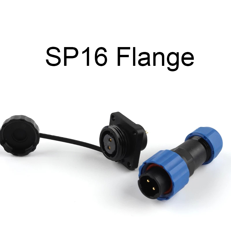 SP16 IP68 Waterproof Connector Cable Connector Plug & Socket Male And Female 2 3 4 5 6 7 9 Pin Docking/Square/Flange/Back: Dark Grey / 6p