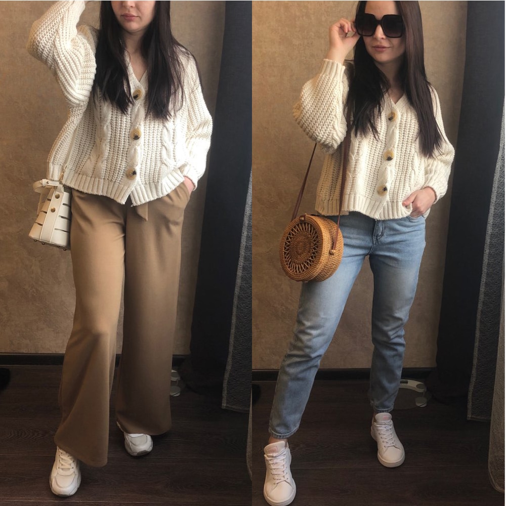 Cárdigan con cuello de pico, suéter para Mujer, cárdigan de punto de manga larga de otoño e invierno del , abrigo, chaquetas, suéter de punto para Mujer