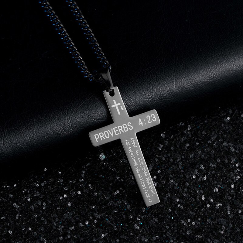 Kruis Ketting Mannen China Spreuken Brief Hanger Gouden Ketting Ketting Rvs Choker Ketting Sieraden Op De Hals: black color
