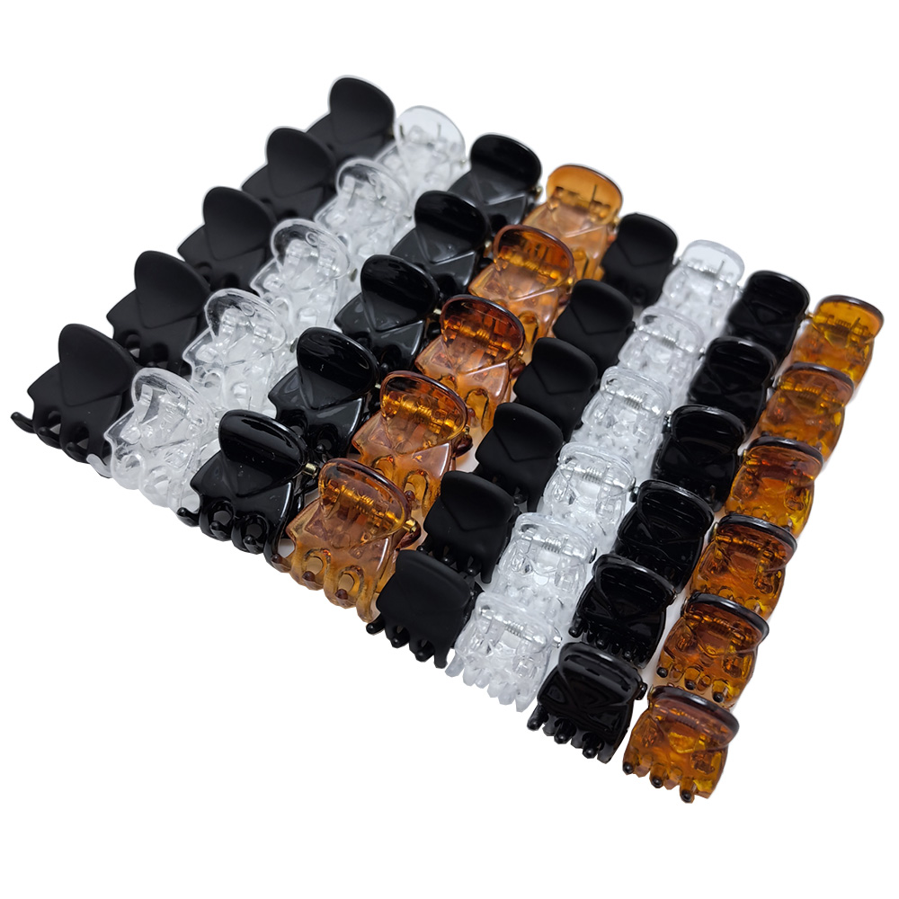 50 Stks/partij 1-1.5Cm Kleine Mini Haar Klauw Clips Zwart Bruin Doorzichtig Doorzichtig Plastic Clips Haarspeld Kids Haar Styling Klem Vrouwen