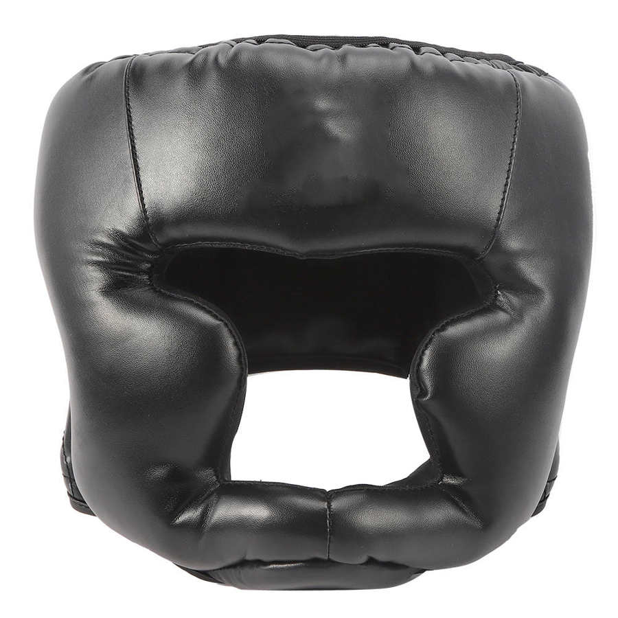 Boxing Helmet PU Karate Muay Thai Helmet Black Closed Type Sanda Training Head Guard Adults Kids Equipment
