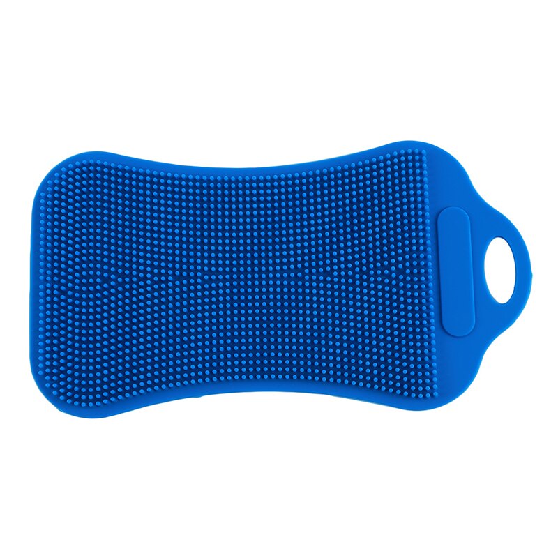 1Pc Silicone Dish Washing Sponge Scrubber Kitchen Cleaning Antibacterial Tool Dish Bowl Magic Cleaning Brush Scouring Pad Wash: Solid blue