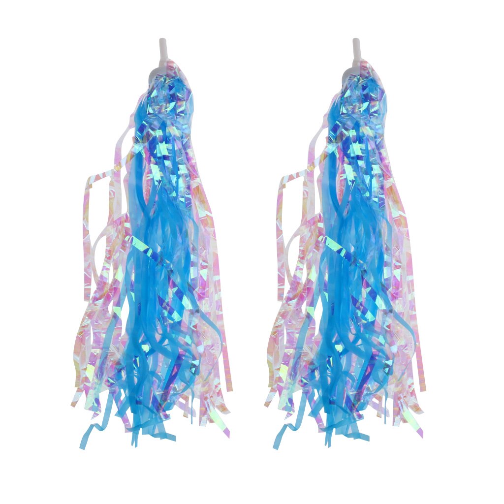 2 uds bicicleta triciclo niñas manillar Streamers borlas Retro niños bicicleta manillar accesorios de decoración: Blue