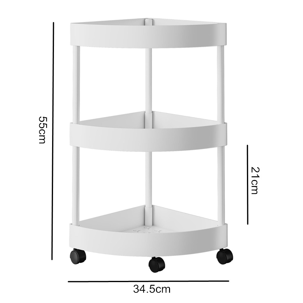 3/4Tiers Corner Storage Rack Shelves Organizer Space Saving Multi-Functional for Kitchen Living Room Bathroom: WHITE