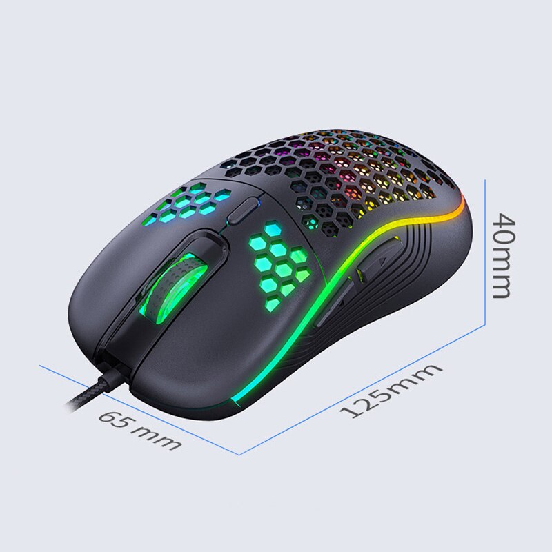 Lightweight RGB Gaming Mouse 4000DPI Honeycomb Shell Mouse Ergonomic Mice with Ultra Weave Cable for Computer Gamer PC Desktop
