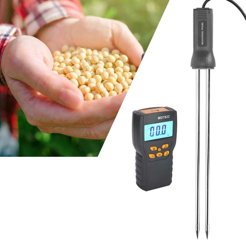 13.9x7x3.2cm Moisture Meter With Long Probe Digital Grain Wheat Rice Corn Moisture Measurement Tool