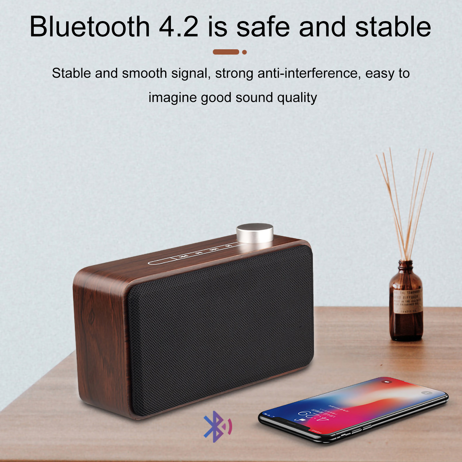 Retro Wooden Wireless Bluetooth Speaker Touch Operation 70MM Loudspeaker Home Stereo Audio Speakers