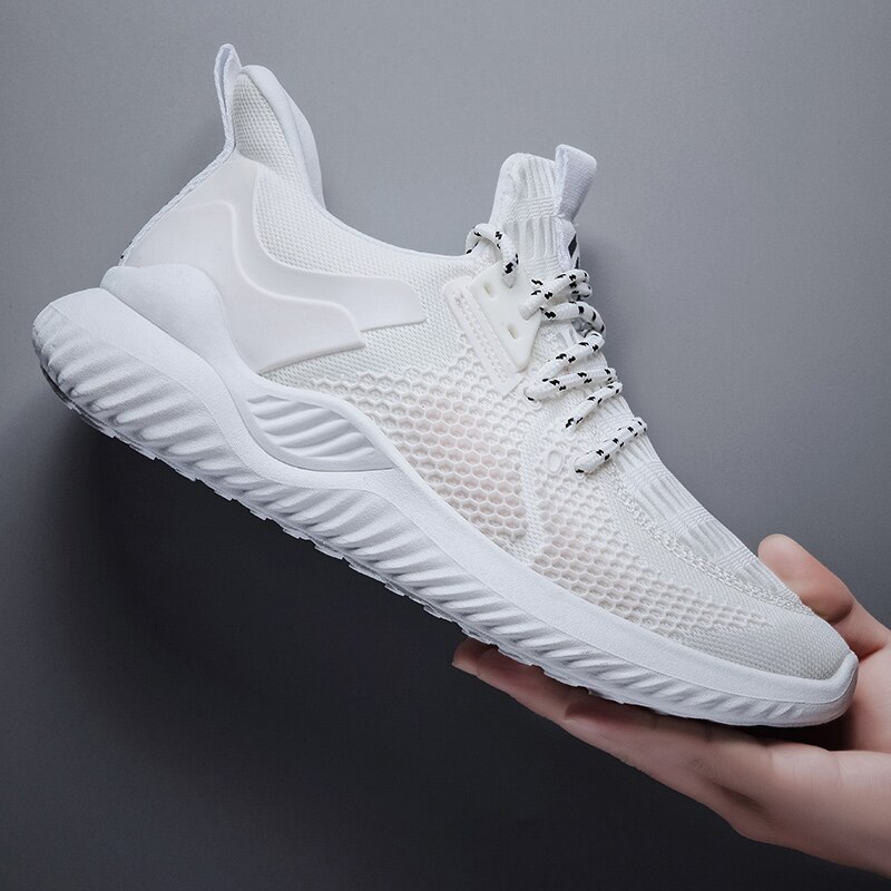 Ultralette åndbare sko mande sommer komfortable herre sneakers voksen mandlige tennissko store størrelse 39-44: Hvid / 44