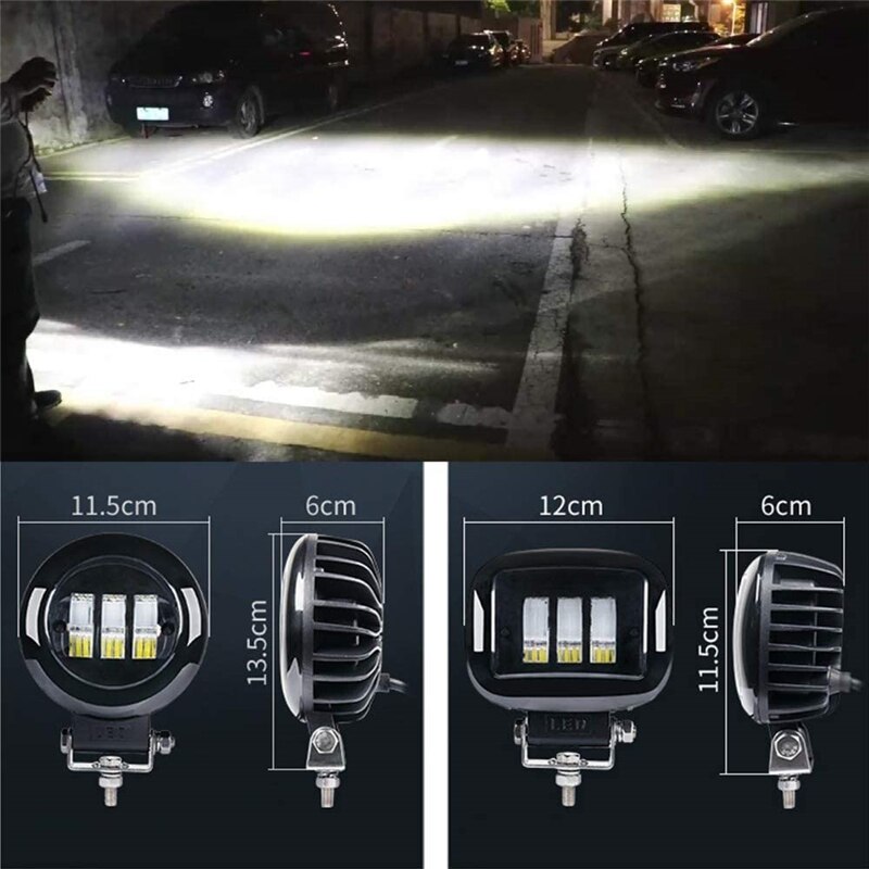 OKEEN-Luz led de trabajo con lente 6D, faro redondo de Squar de 30W y 12V para coche, 4WD, ATV, SUV, UTV, camiones, 4x4, luces de conducción todoterreno