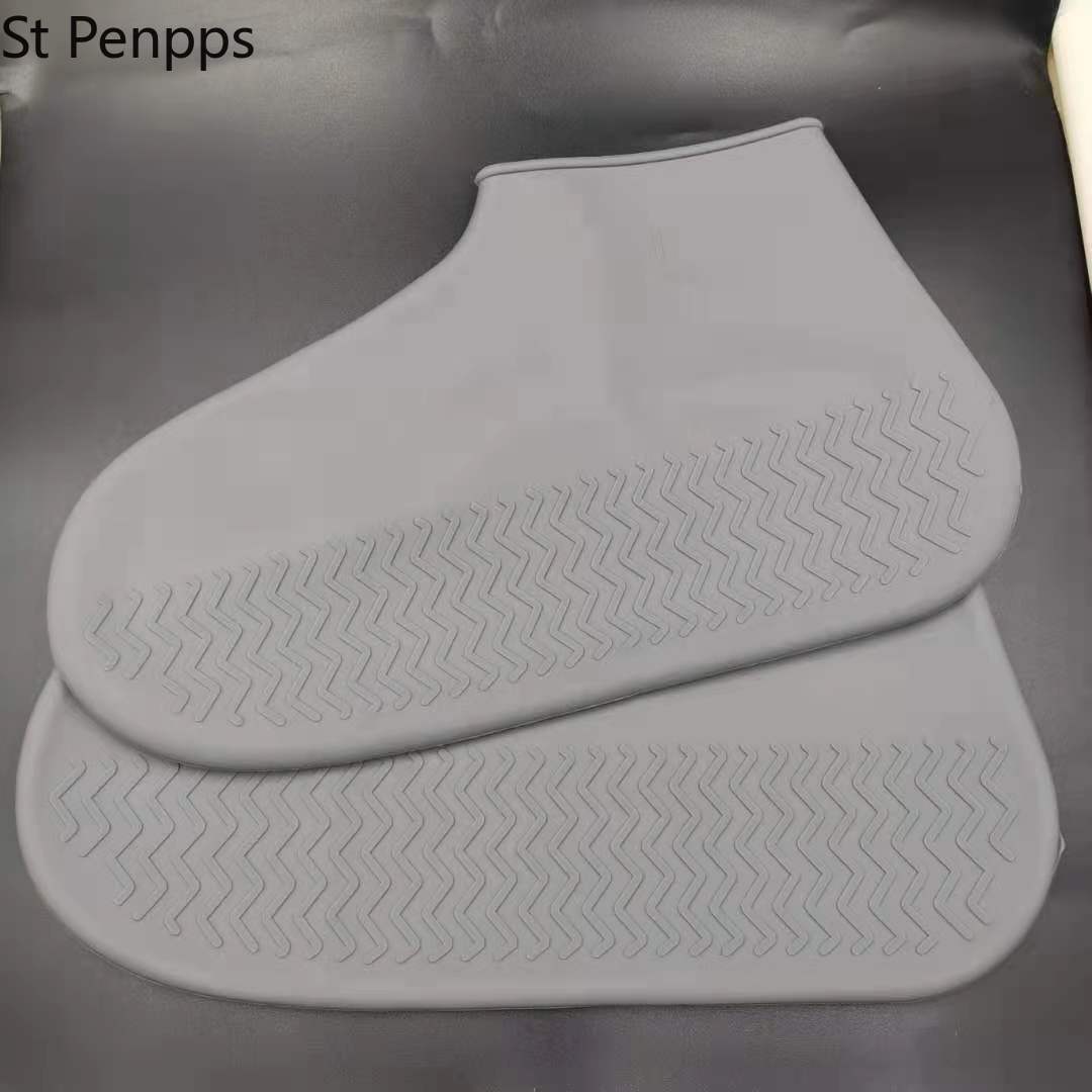 Silicone Waterproof Shoe Cover Reusable Non-slip Rain Boot Unisex Shoes Protectors Boot Outdoor Rainy Days Elastic Overshoes: Gray / M