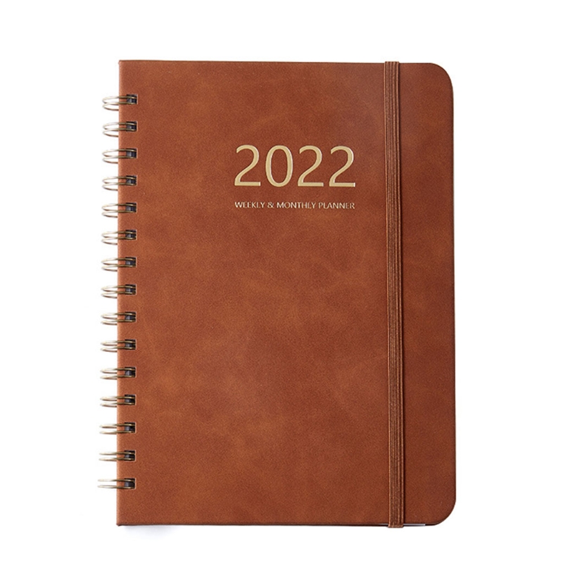 2022 Weekly Planner Notebook Journals Agenda Organizer Daily Plan Note Book Schedule Notepad Stationery School Supplies: Brown