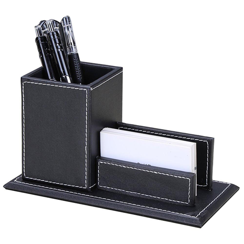 Estojo organizador de papelaria, preto/marrom, porta-cartão, caneta, copo, artigos de papelaria, casa, escritório, acessórios de negócios, recipiente de armazenamento