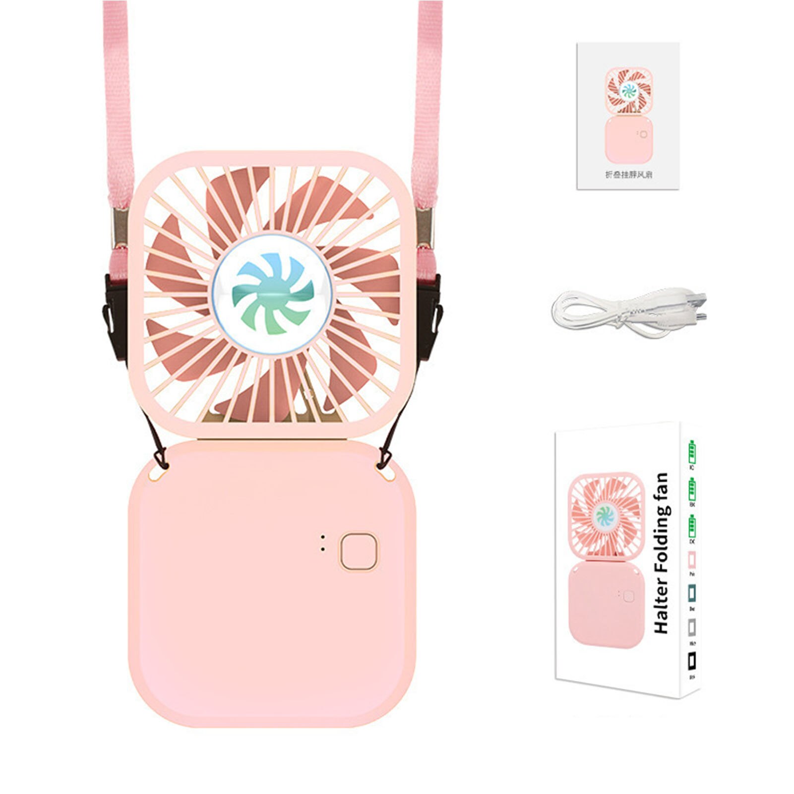 Hanging Waist Fan USB Charging Hanging Neck Fan Mini Handheld Lazy Multi-function Portable Desktop Small Originality Fan: Pink