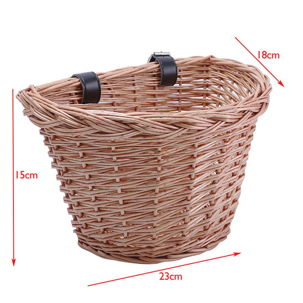 Vélo avant panier rétro avec ceinture rotin vélo sacoches multi-fonctionnel Scooter osier guidon Cargo stockage conteneur: Yellow  23x18x15cm
