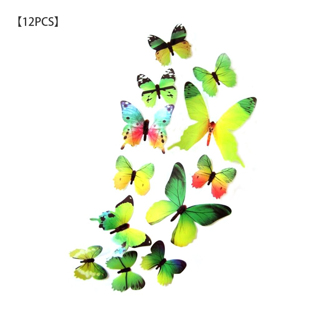 12pcs/Set 3D Butterfly Wall Stickers On The Wall Year Home Decorations Butterfly For Kids Room Wall Decals Home Decoration: Green