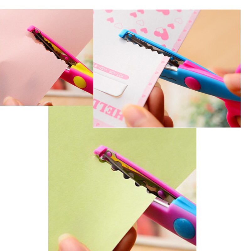 Tijeras de encaje DIY, fotos de Collage, tijeras metálicas de plástico de Color, decoración exterior de papel para diario
