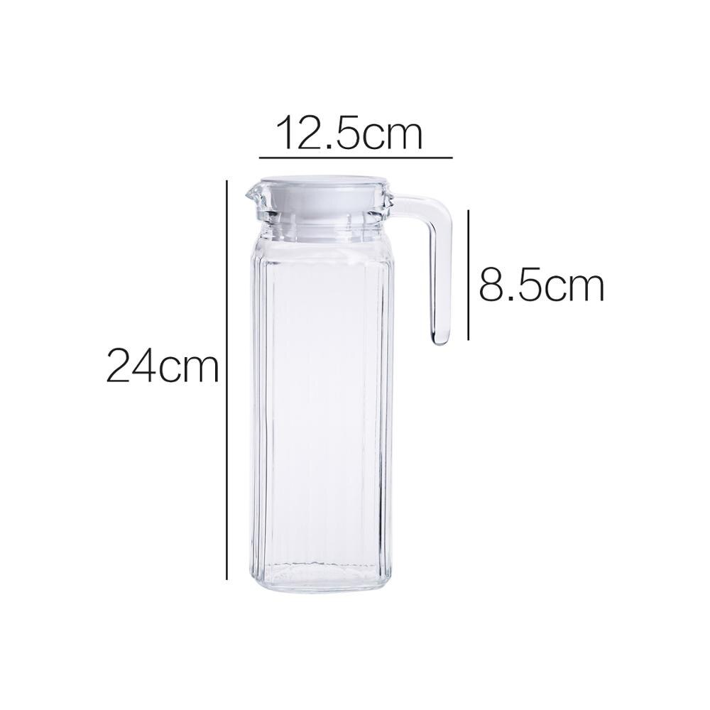 1100ML Glass Water Bottle Jar Kettle Transparent Large Capacity Heat Resistant Water Pot with Handle Water Pitcher: Default Title