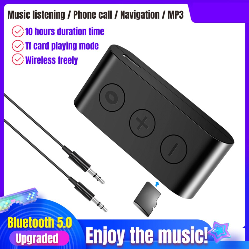 Bluetooth 5.0 Audio-ontvanger Handsfree Car Kit Met Tf Card Slot Aux Kabel Ontvanger Usb Dongle Draadloze Adapter