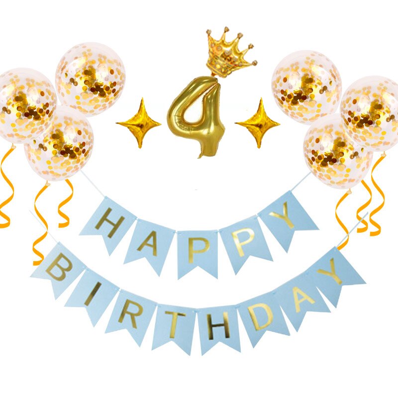 Oh urodziny dziecka balon w kształcie cyfry zestaw konfetti baner urodzinowy flaga Baby Shower dekoracje świąteczne dziewczyna chłopiec zaopatrzenie firm: 4st Blue