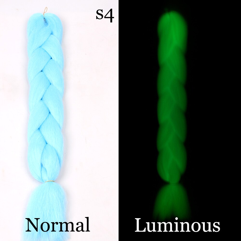 Shining Fluorescence Braiding Hair Jumbo Box Braids Hair Synthetic Braid Hair Extensions for Women White Pink 100g 24inch: S4