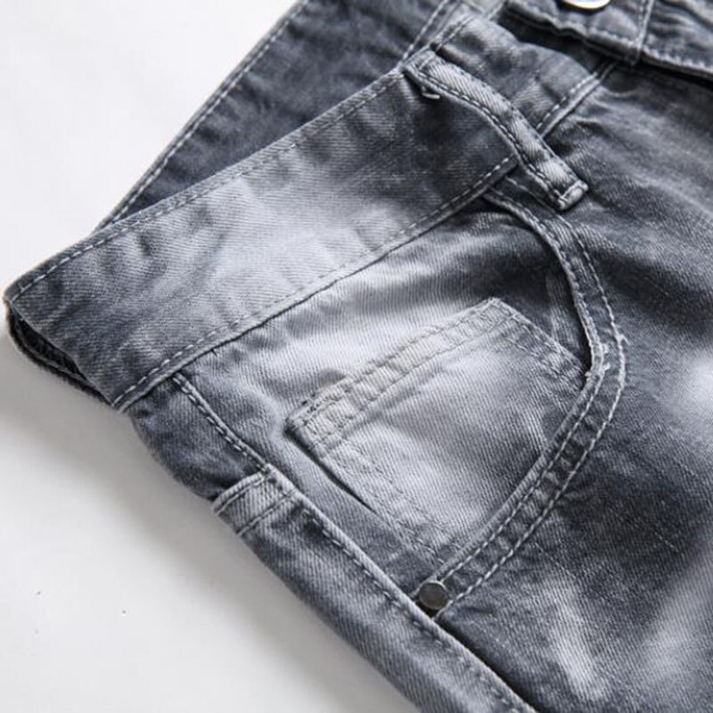 Nueva primavera para Hombre Pantalones vaqueros rasgados Casual Slim Fit gris Pantalones vaqueros de Hombre Hip hop mezclilla Pantalones rectos Pantalones Hombre