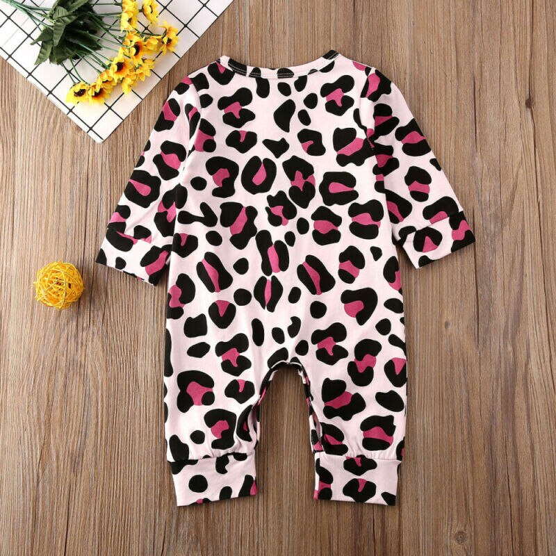 Baby Frühling Herbst Kleidung Neugeborenen Baby Mädchen Rüsche Leoparden Strampler Langarm Gesamt Geschmack Outfits Kleidung